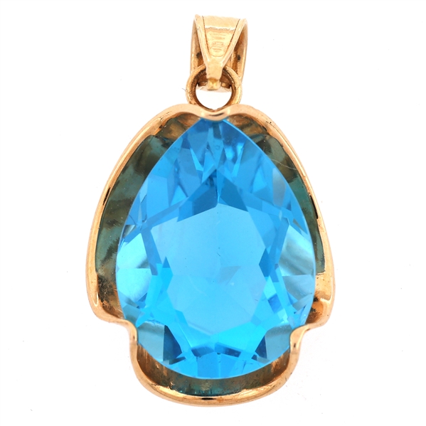 14K YELLOW GOLD LONDON BLUE TOPAZ PENDANT