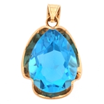 14K YELLOW GOLD LONDON BLUE TOPAZ PENDANT