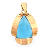 14K YELLOW GOLD LONDON BLUE TOPAZ PENDANT
