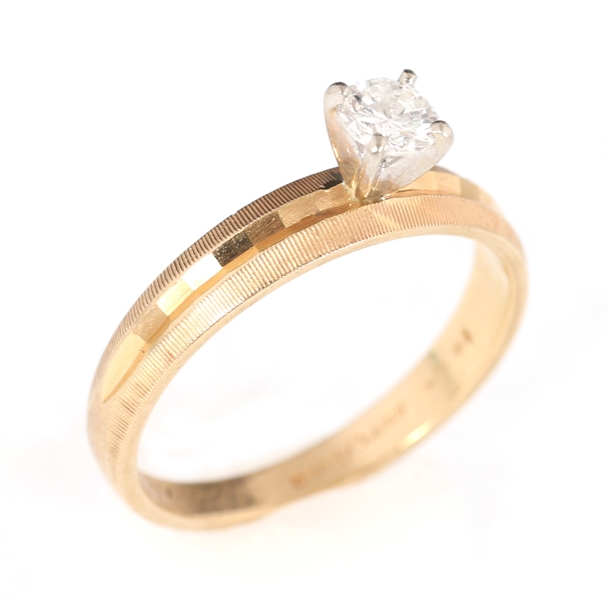 14K YELLOW GOLD 0.28 CT ROUND DIAMOND SOLITAIRE RING