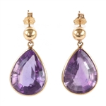 14K YELLOW GOLD PEAR SHAPE AMETHYST EARRINGS
