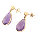 14K YELLOW GOLD PEAR SHAPE AMETHYST EARRINGS