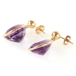 14K YELLOW GOLD PEAR SHAPE AMETHYST EARRINGS