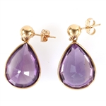 14K YELLOW GOLD PEAR SHAPE AMETHYST EARRINGS