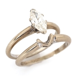 14K WHITE GOLD 0.85 CT MARQUISE DIAMOND WEDDING SET