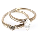 14K WHITE GOLD 0.85 CT MARQUISE DIAMOND WEDDING SET