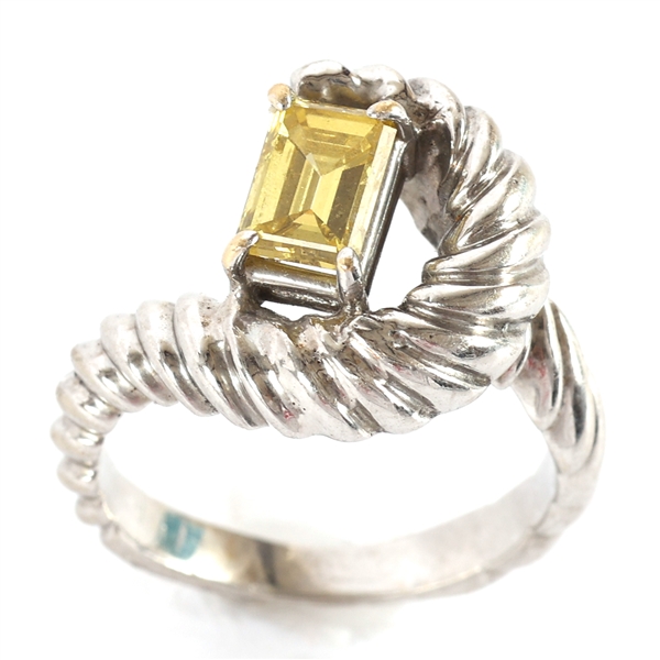 14K WHITE GOLD FANCY YELLOW DIAMOND FASHION RING