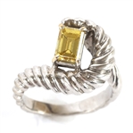 14K WHITE GOLD FANCY YELLOW DIAMOND FASHION RING