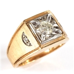 MENS 14K YELLOW GOLD DIAMOND COCKTAIL RING