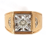 MEN'S 14K YELLOW GOLD DIAMOND COCKTAIL RING