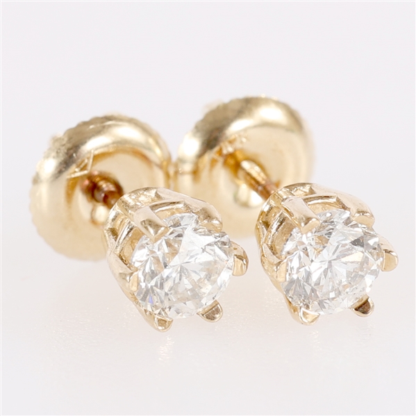 14K YELLOW GOLD 0.72 CTW DIAMOND SOLITAIRE EARRINGS