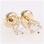14K YELLOW GOLD 0.72 CTW DIAMOND SOLITAIRE EARRINGS