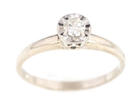 14K WHITE GOLD 0.17 CT ROUND DIAMOND SOLITAIRE RING