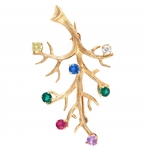 14K YELLOW GOLD TREE BRANCH BROOCH