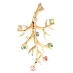 14K YELLOW GOLD TREE BRANCH BROOCH