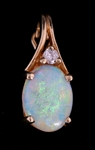 14K YELLOW GOLD OPAL & DIAMOND PENDANT