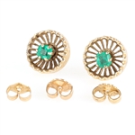 14K YELLOW GOLD EMERALD STUD EARRINGS