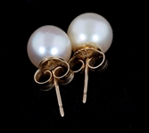 14K YELLOW GOLD PEARL EARRINGS
