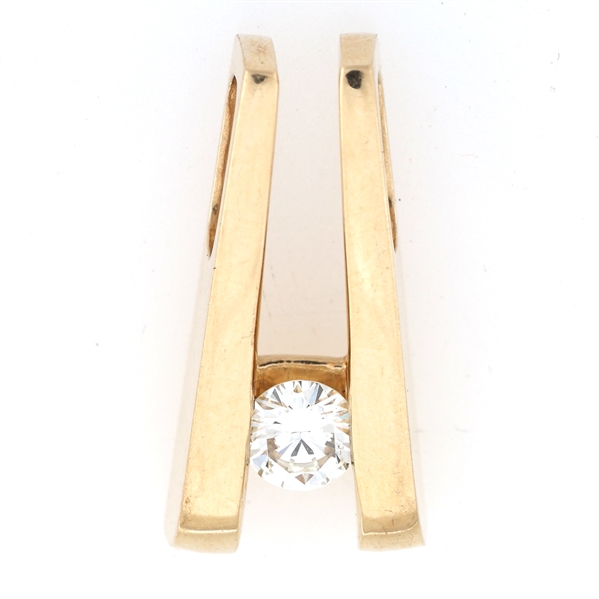 14K YELLOW GOLD 0.50 CT ROUND DIAMOND SLIDE PENDANT