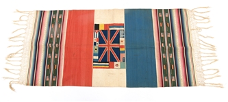 MID 20th C. MEXICAN FOOTBALL SALTILLO SERAPE BLANKET