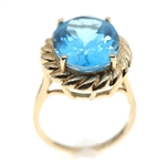 14K YELLOW GOLD BLUE TOPAZ COCKTAIL RING 