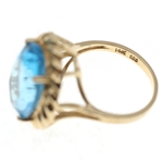 14K YELLOW GOLD BLUE TOPAZ COCKTAIL RING 