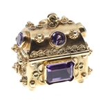 ITALIAN 18K YELLOW GOLD & AMETHYST CHEST PENDANT