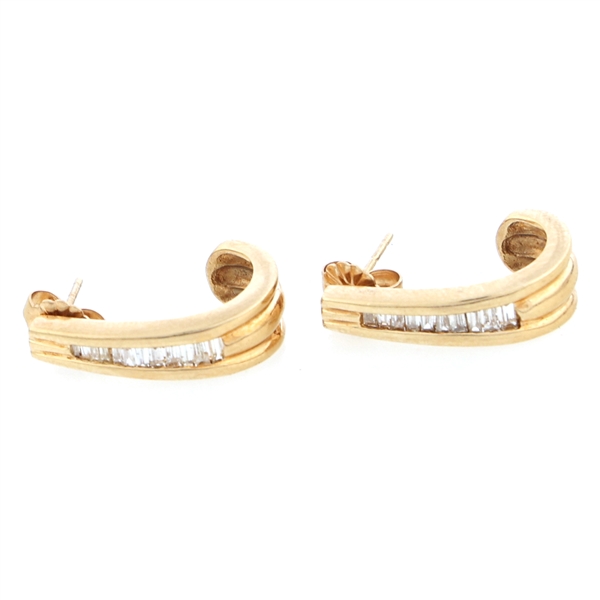 14K YELLOW GOLD 0.40 CTW DIAMOND CUFF EARRINGS