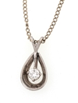 14K WHITE GOLD 0.14 CT DIAMOND PENDANT WITH CHAIN