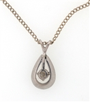14K WHITE GOLD 0.14 CT DIAMOND PENDANT WITH CHAIN