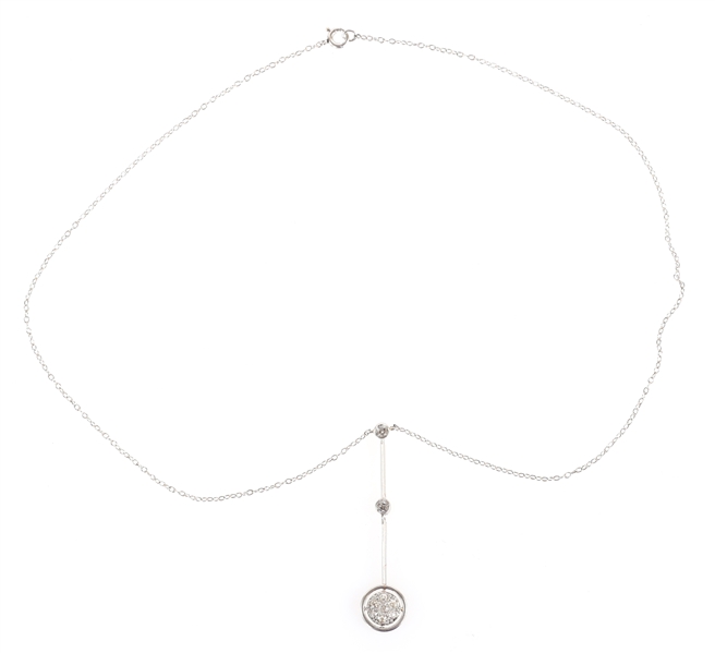 14K WHITE GOLD DIAMOND DROP PENDANT