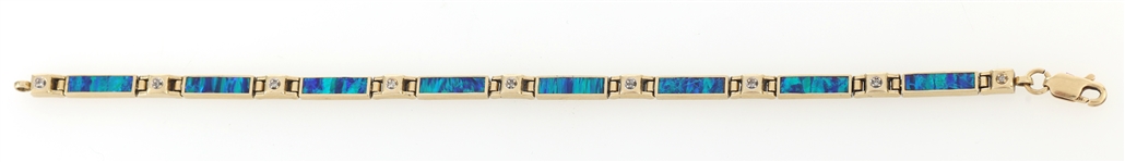 14K YELLOW GOLD OPAL & DIAMOND BRACELET