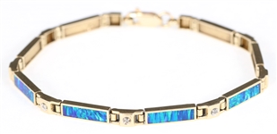 14K YELLOW GOLD OPAL & DIAMOND BRACELET