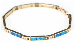 14K YELLOW GOLD OPAL & DIAMOND BRACELET