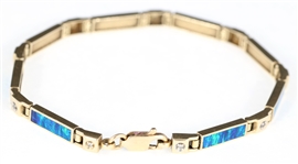 14K YELLOW GOLD OPAL & DIAMOND BRACELET
