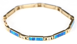 14K YELLOW GOLD OPAL & DIAMOND BRACELET