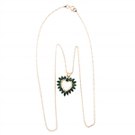 14K YELLOW GOLD EMERALD HEART PENDANT WITH CHAIN