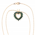 14K YELLOW GOLD EMERALD HEART PENDANT WITH CHAIN