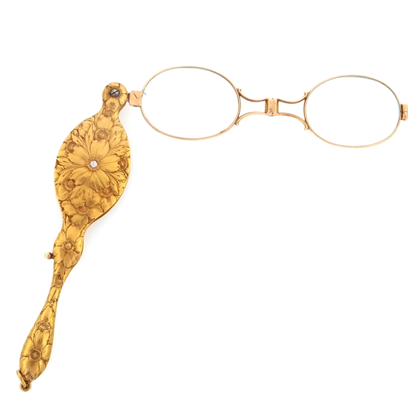 14K GOLD & DIAMOND FRAME LORGNETTE / OPERA GLASSES