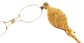 14K GOLD & DIAMOND FRAME LORGNETTE / OPERA GLASSES