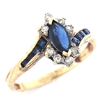 10K YELLOW GOLD SAPPHIRE & DIAMOND FASHION RING
