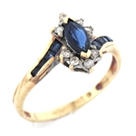 10K YELLOW GOLD SAPPHIRE & DIAMOND FASHION RING