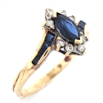 10K YELLOW GOLD SAPPHIRE & DIAMOND FASHION RING