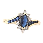 10K YELLOW GOLD SAPPHIRE & DIAMOND FASHION RING