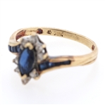 10K YELLOW GOLD SAPPHIRE & DIAMOND FASHION RING