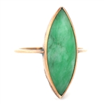 14K YELLOW GOLD MARQUISE CUT JADE FASHION RING