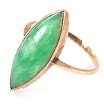 14K YELLOW GOLD MARQUISE CUT JADE FASHION RING