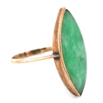 14K YELLOW GOLD MARQUISE CUT JADE FASHION RING