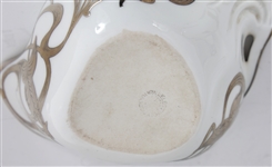 ART NOUVEAU PORCELAIN SILVER OVERLAY TEA SERVICE