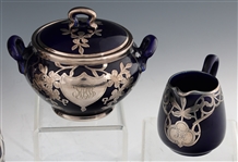 COBALT PORCELAIN SILVER OVERLAY ITEMS - LENOX & MORE